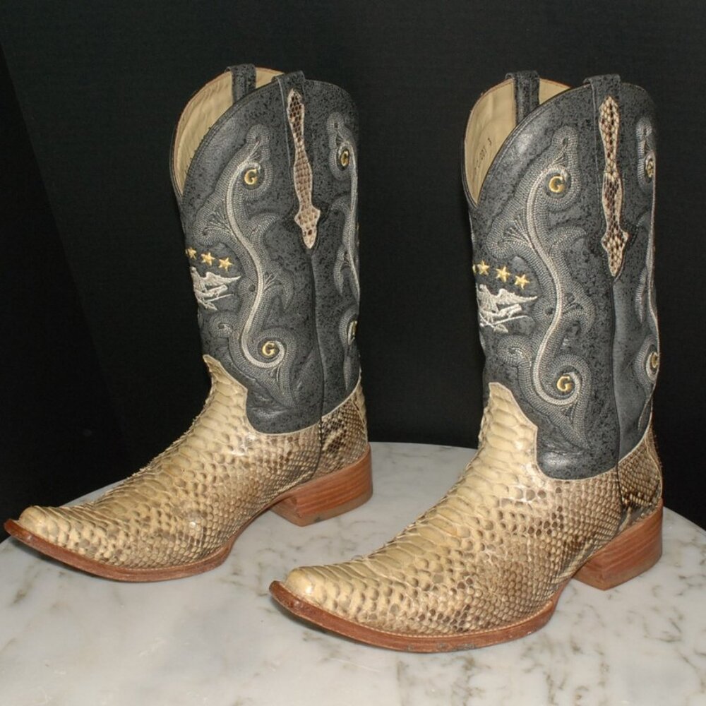 El General Snake skin Embossed and Embroidered Cowboy Western Boots